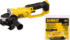 DeWALT - 4-1/2" Wheel Diam, 6,500 RPM, Cordless Cutoff & Cutoff-Grinder Tool - Right Angle Handle, 20 Volt, Battery Included - Americas Industrial Supply