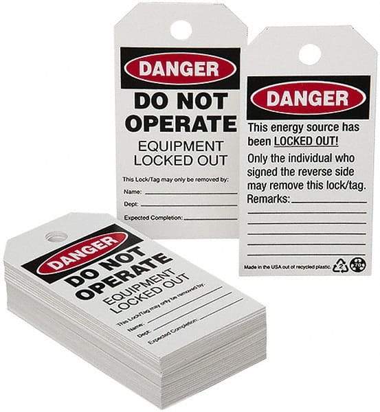 Ability One - CAUTION - DO NOT OPERATE, English Safety & Facility Lockout Tag - Tag Header: Danger, White Cardstock - Americas Industrial Supply