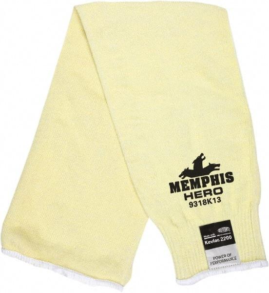 MCR Safety - Size Universal, Yellow Kevlar, Steel & Nylon Cut Resistant Sleeve - 18" Long Sleeve, Elastic Opening at Both Ends - Americas Industrial Supply