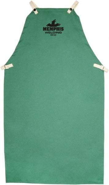 MCR Safety - 24 x 42" Flame Resistant/Retardant & Welding Bib Apron - Cotton, 9 oz Material, Green, Snap Closure - Americas Industrial Supply
