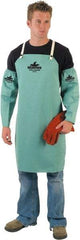 MCR Safety - 24 x 36" Flame Resistant/Retardant & Welding Bib Apron - Cotton, 9 oz Material, Green, Snap Closure - Americas Industrial Supply