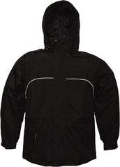 Viking - Size L, Black, Rain, Wind Resistant Jacket - 43" Chest, 3 Pockets, Attached Hood - Americas Industrial Supply