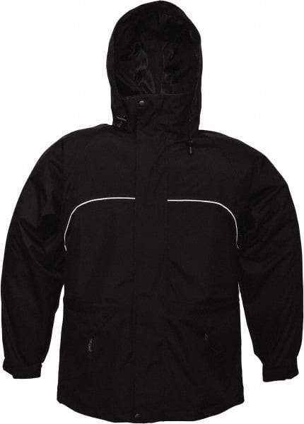 Viking - Size M, Black, Rain, Wind Resistant Jacket - 40" Chest, 3 Pockets, Attached Hood - Americas Industrial Supply