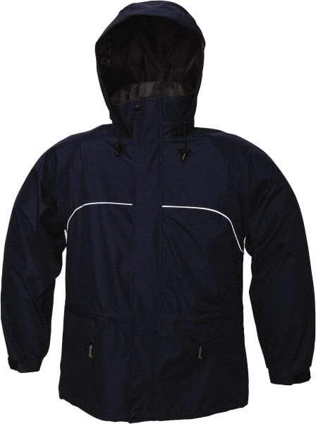 Viking - Size XL, Navy, Rain, Wind Resistant Jacket - 47" Chest, 3 Pockets, Attached Hood - Americas Industrial Supply