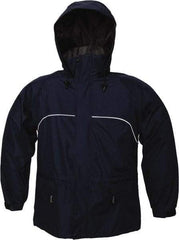 Viking - Size L, Navy, Rain, Wind Resistant Jacket - 43" Chest, 3 Pockets, Attached Hood - Americas Industrial Supply