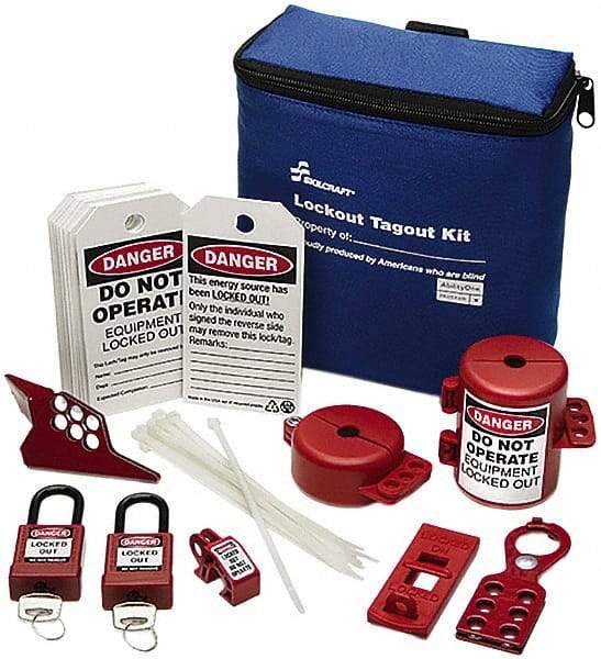 Ability One - 29 Piece Electrical & Valve Lockout Kit - Keyed Differently, Comes in Carrying Case - Americas Industrial Supply