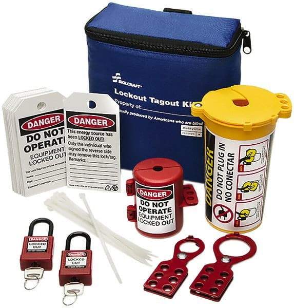 Ability One - 27 Piece Lockout Tagout Kit - Keyed Differently, Comes in Carrying Case - Americas Industrial Supply