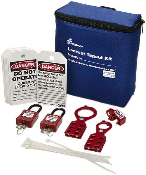 Ability One - 26 Piece Lockout Tagout Kit - Keyed Differently, Comes in Carrying Case - Americas Industrial Supply