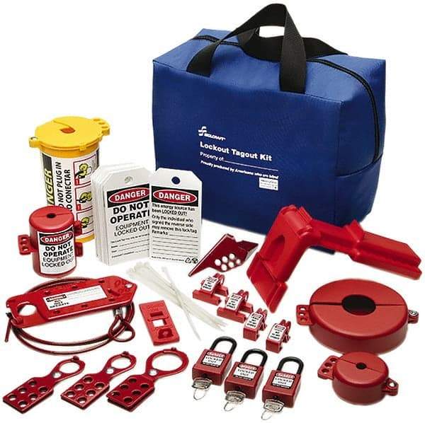 Ability One - 39 Piece Electrical & Valve Lockout Kit - Keyed Differently, Comes in Carrying Case - Americas Industrial Supply