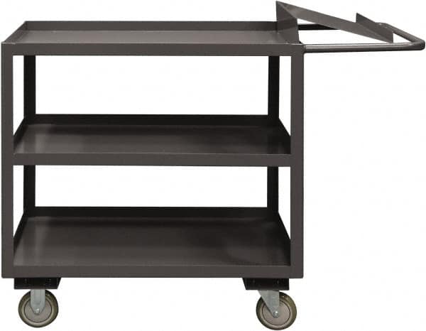 Durham - 1,200 Lb Capacity, 24" Wide x 36" Long x 37-5/8" High Order Picking Cart - 3 Shelf, Steel, 2 Rigid/2 Swivel Casters - Americas Industrial Supply
