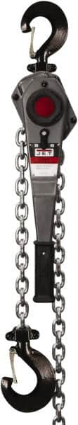 Jet - 6,000 Lb Lifting Capacity, 5' Lift Height, Lever with Overload Protection Hoist - Made from Chain, 75 Lb Avg Pull to Lift Rated Load - Americas Industrial Supply
