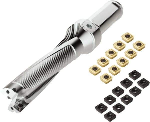 Seco - 5" Max Drill Depth, 4xD, 1-1/4" Diam, Indexable Insert Drill - 2 Inserts, 1-1/4" Shank Diam, Weldon Flat Shank - Americas Industrial Supply