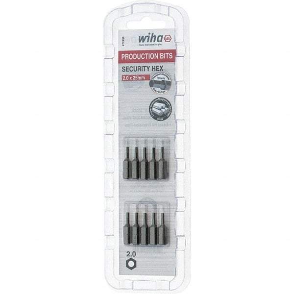 Wiha - 2mm Hex Screwdriver Bit - 1/4" Drive, 1" OAL - Americas Industrial Supply