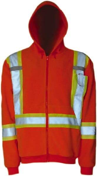 Viking - Size M High Visibility Sweatshirt - High Visbility Lime, Thermal Fleece & Polyester, Zipper Closure, 40" Chest - Americas Industrial Supply