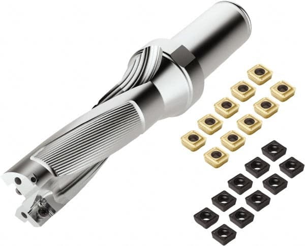 Seco - 3" Max Drill Depth, 4xD, 3/4" Diam, Indexable Insert Drill - 2 Inserts, 1" Shank Diam, Weldon Flat Shank - Americas Industrial Supply