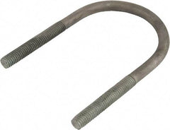 Made in USA - 7/8-9 UNC, 19-5/16" Long, Round U Bolt Clamp with No Mount Plate for 16" Pipe - 4-1/4" Thread Length, 16-1/8" Wide, Grade Grade 2 (Nut) Steel - Americas Industrial Supply