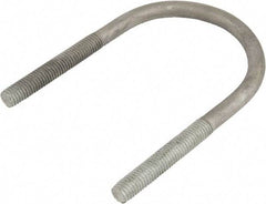 Made in USA - 7/8-9 UNC, 19-5/16" Long, Round U Bolt Clamp with No Mount Plate for 16" Pipe - 4-1/4" Thread Length, 16-1/8" Wide, Grade Grade 2 (Nut) Steel - Americas Industrial Supply