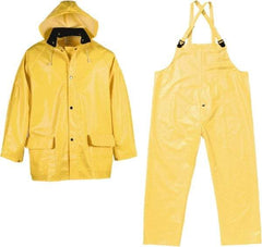 Viking - Size 2XL, Yellow, Chemical, Rain Three Piece Suit - Detachable Hood, Take Up Snaps Ankle, Take Up Snaps Wrist - Americas Industrial Supply