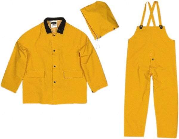 Viking - Size 2XL, Yellow, Chemical, Rain Three Piece Suit - Detachable Hood, Take Up Snaps Ankle, Take Up Snaps Wrist - Americas Industrial Supply