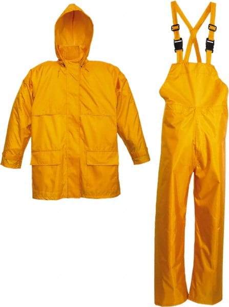 Viking - Size XL, Yellow, Rain Three Piece Suit - Detachable Hood, Hook & Loop Ankle, Hook & Loop Wrist - Americas Industrial Supply