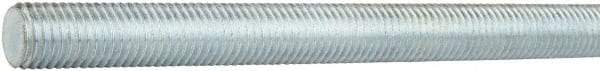 Made in USA - 1-3/8-12 UNF (Fine), 12' Long, Medium Carbon Steel General Purpose Threaded Rod - Zinc-Plated Finish, Right Hand Thread - Americas Industrial Supply