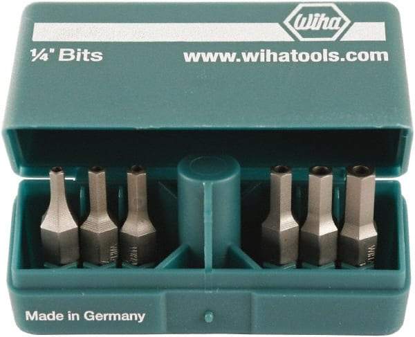 Wiha - 10 Piece, 1/4" Drive Screwdriver Tamperproof Bit Set - 3/32 to 3/16" Hex - Americas Industrial Supply