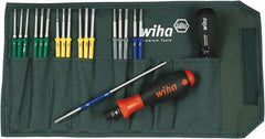 Wiha - 20 Piece, 1/4" Drive Screwdriver Bit Set - #0, #1 & #2 Phillips, 5/64 to 5/32" Hex, T7 to T20 Torx, 2.5, 3.5 & 4mm Slotted - Americas Industrial Supply