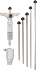 SPI - 0 to 6" Range, 6 Rod, Mechanical Depth Micrometer - Ratchet Stop Thimble, 2-1/2" Base Length, 0.001" Graduation, 4.5mm Rod Diam - Americas Industrial Supply
