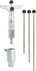 SPI - 0 to 4" Range, 4 Rod, Mechanical Depth Micrometer - Ratchet Stop Thimble, 2-1/2" Base Length, 0.001" Graduation, 4.5mm Rod Diam - Americas Industrial Supply