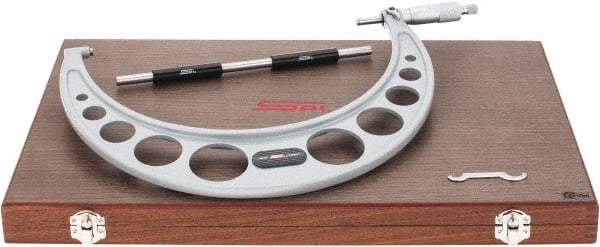 SPI - 9 to 10" Range, 0.0001" Graduation, Mechanical Outside Micrometer - Ratchet Stop Thimble, 5.6" Throat Depth, Accurate to 0.0003" - Americas Industrial Supply