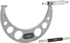 SPI - 5 to 6" Range, 0.0001" Graduation, Mechanical Outside Micrometer - Ratchet Stop Thimble, 3.35" Throat Depth, Accurate to 0.0002" - Americas Industrial Supply