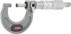 SPI - 0 to 1" Range, 0.0001" Graduation, Mechanical Outside Micrometer - Ratchet Stop Thimble, 1.11" Throat Depth, Accurate to 0.0001" - Americas Industrial Supply
