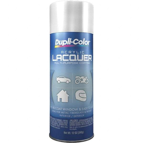 Dupli-Color - White, Gloss, Lacquer Spray Paint - 12 to 14 Sq Ft per Can, 12 oz Container - Americas Industrial Supply