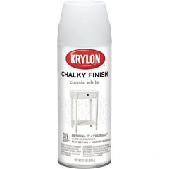 Krylon - White, Flat, Aerosol Spray Paint - 15 to 20 Sq Ft per Can, 12 oz Container - Americas Industrial Supply