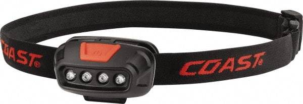 Coast Cutlery - White, Red LED Bulb, 130 Lumens, Hands-free Flashlight - Black, Red Plastic Body, 2 AAA Batteries Included - Americas Industrial Supply