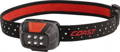 Coast Cutlery - White LED Bulb, 240 Lumens, Hands-free Flashlight - Black, Red Plastic Body, 3 AAA Batteries Included - Americas Industrial Supply