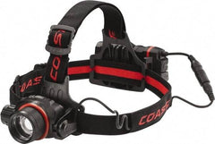 Coast Cutlery - White LED Bulb, 800 Lumens, Hands-free Flashlight - Black, Red Plastic Body, 4 AA Batteries Included - Americas Industrial Supply