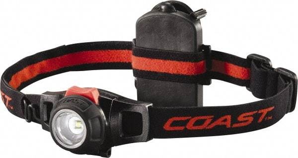 Coast Cutlery - White LED Bulb, 240 Lumens, Hands-free Flashlight - Black, Red Plastic Body, 3 AAA Batteries Included - Americas Industrial Supply