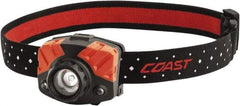 Coast Cutlery - White, Red LED Bulb, 405 Lumens, Hands-free Flashlight - Black, Red Plastic Body, 3 AAA Batteries Included - Americas Industrial Supply