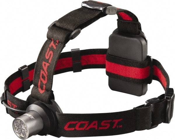 Coast Cutlery - White LED Bulb, 175 Lumens, Hands-free Flashlight - Black, Red Plastic Body, 3 AAA Batteries Included - Americas Industrial Supply
