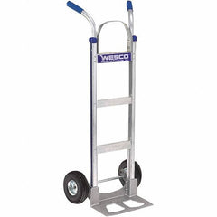 Wesco Industrial Products - 600 Lb Capacity 49" OAH Hand Truck - 14 x 7-1/2" Base Plate, Dual Handle, Aluminum, Full Pneumatic Wheels - Americas Industrial Supply