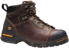 Timberland PRO - Men's Size 5.5 Wide Width Steel Work Boot - Brown, Leather, Rubber Upper, Rubber Outsole, 6" High, Safety Toe, Puncture Resistant - Americas Industrial Supply