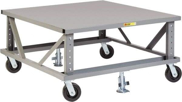 Little Giant - 3,600 Lb Capacity Steel Adjustable Height Pallet Stand - Steel Deck, 42" OAW, 48" Platform Length, Phenolic Casters - Americas Industrial Supply