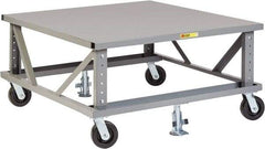 Little Giant - 3,600 Lb Capacity Steel Adjustable Height Pallet Stand - Steel Deck, 40" OAW, 48" Platform Length, Phenolic Casters - Americas Industrial Supply
