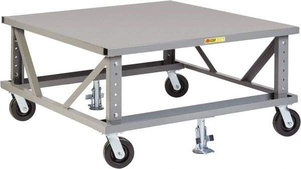 Little Giant - 3,600 Lb Capacity Steel Adjustable Height Pallet Stand - Steel Deck, 48" OAW, 48" Platform Length, Phenolic Casters - Americas Industrial Supply