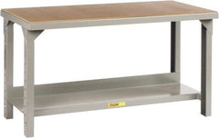 Little Giant - 84 Wide x 36" Deep x 27" High, Hardboard/Steel Heavy-Duty Workbench with Hardboard Top - Adjustable Height Legs, Gray - Americas Industrial Supply