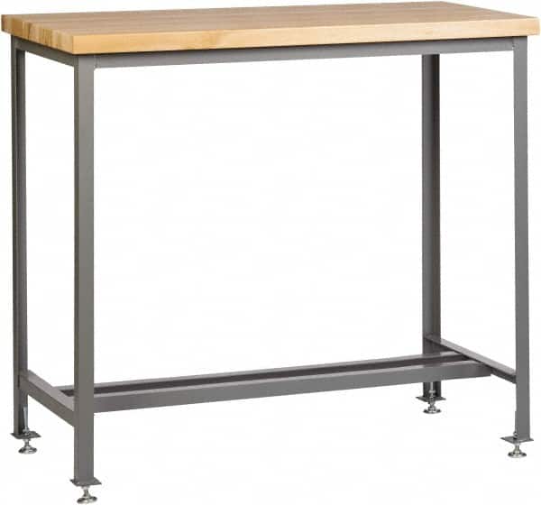Little Giant - 60 Wide x 30" Deep x 42" High, Butcher Block Standing Height Butcher Block Table - Fixed Legs With Adjustable Height Glides, Gray - Americas Industrial Supply