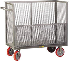 Little Giant - 3,600 Lb Capacity, 3-Sided Steel Bulk Truck with Removable Drop Gate - 65-1/2" Long x 30" Wide x 47" High, Polyurethane Wheels - Americas Industrial Supply