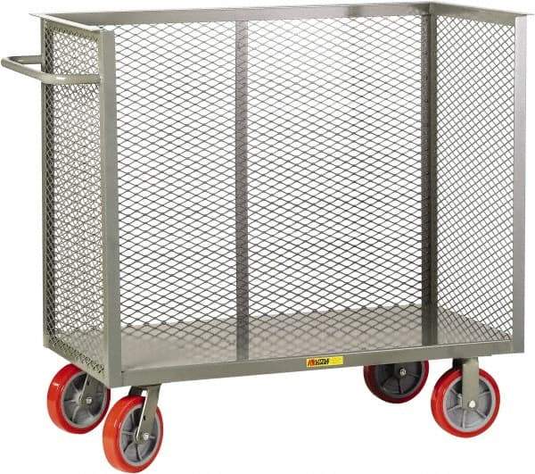 Little Giant - 3,600 Lb Capacity, 3-Sided Steel Bulk Truck - 65-1/2" Long x 30" Wide x 47" High, Polyurethane Wheels - Americas Industrial Supply