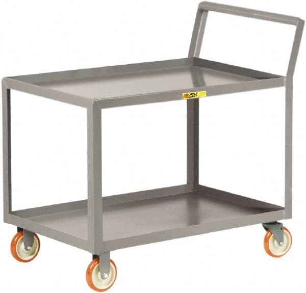 Little Giant - 1,200 Lb Capacity, 30" Wide x 48" Long x 38-3/4" High Shelf Cart - 2 Shelf, Steel, 2 Rigid/2 Swivel Casters - Americas Industrial Supply